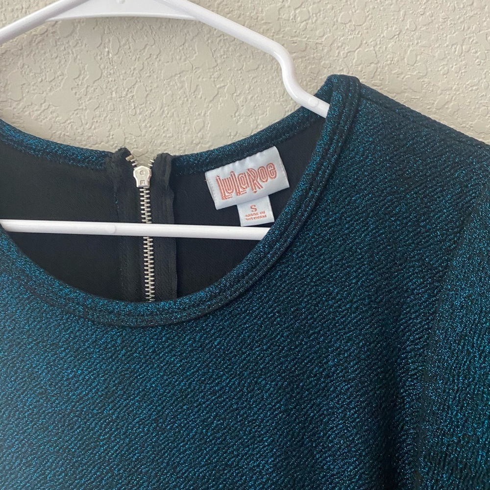 LuLaRoe blue metallic dress